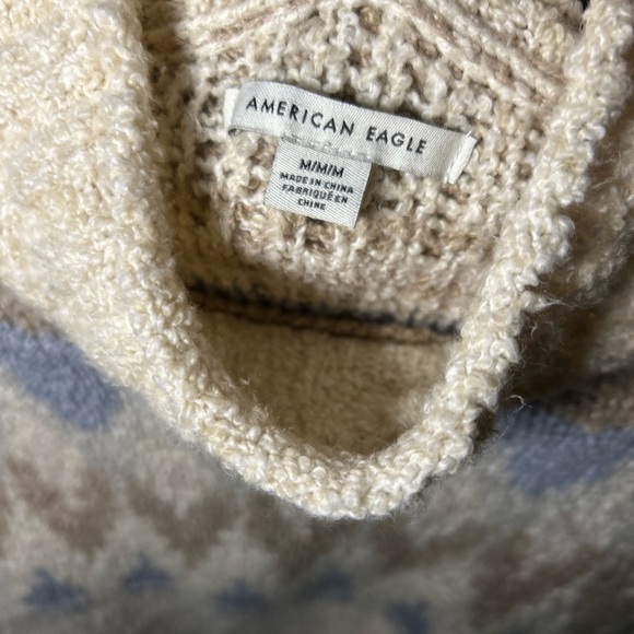 American Eagle Outfitters Cream and Blue Turtleneck Sweater - Picture 3 of 4